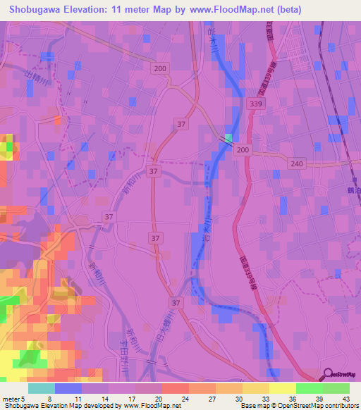 Shobugawa,Japan Elevation Map