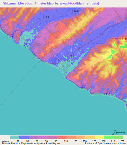 Shizunai,Japan Elevation Map