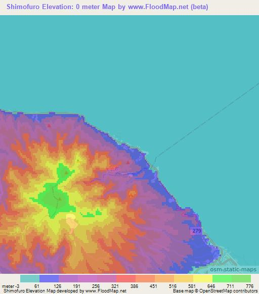 Shimofuro,Japan Elevation Map