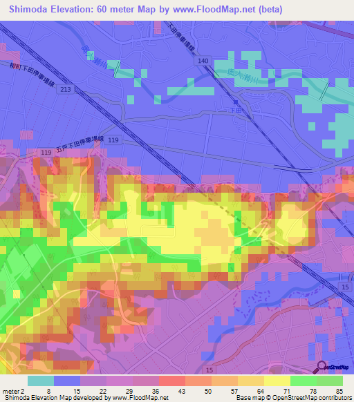 Shimoda,Japan Elevation Map