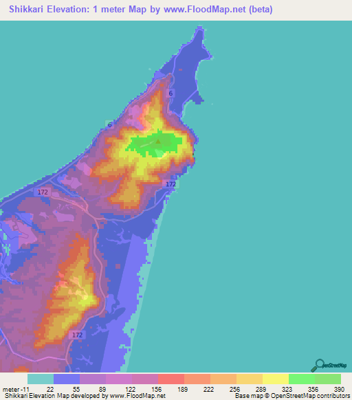 Shikkari,Japan Elevation Map