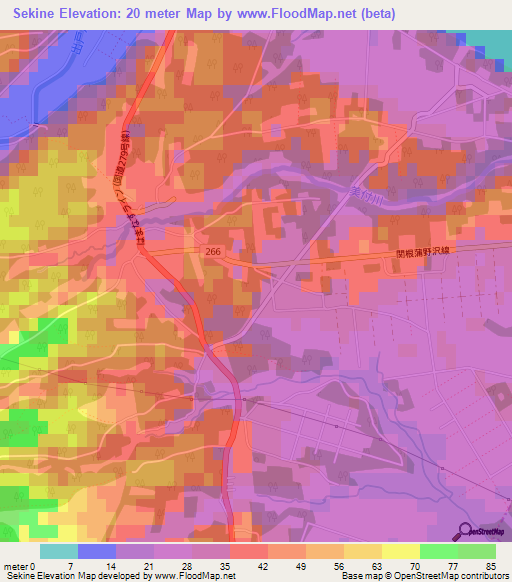 Sekine,Japan Elevation Map