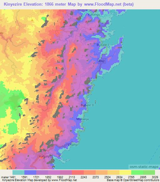 Kinyezire,Congo (Kinshasa) Elevation Map