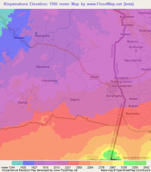 Kinyamahura,Congo (Kinshasa) Elevation Map