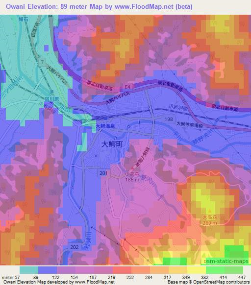 Owani,Japan Elevation Map