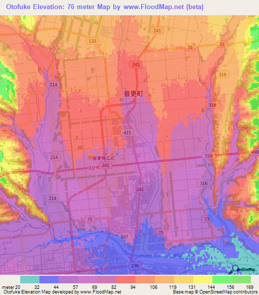 Otofuke,Japan Elevation Map