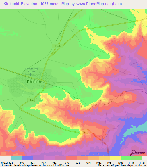 Kinkunki,Congo (Kinshasa) Elevation Map