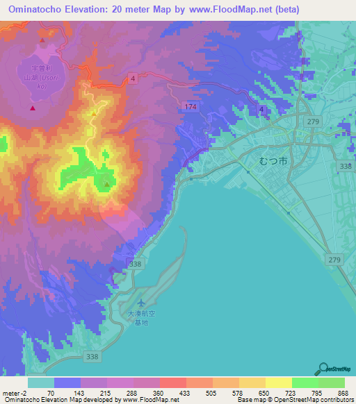 Ominatocho,Japan Elevation Map