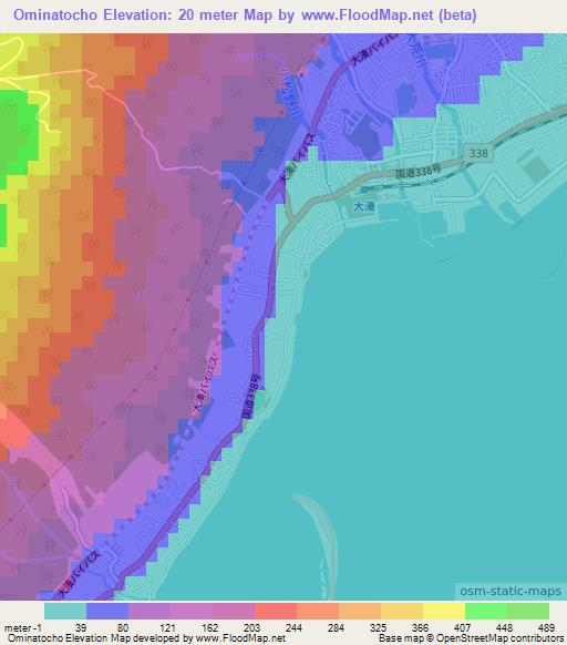 Ominatocho,Japan Elevation Map