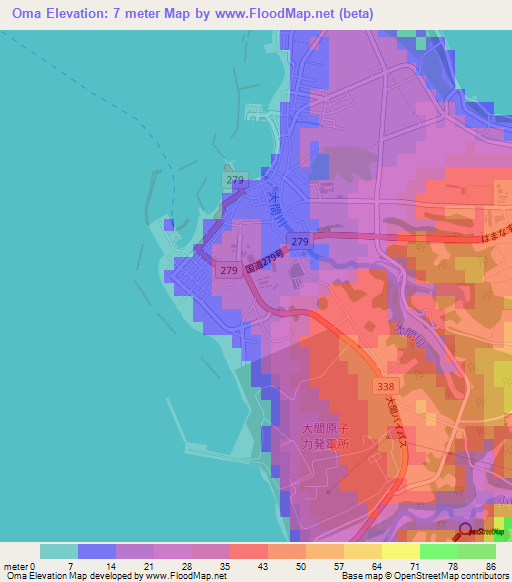 Oma,Japan Elevation Map