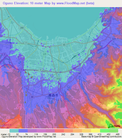 Oguno,Japan Elevation Map