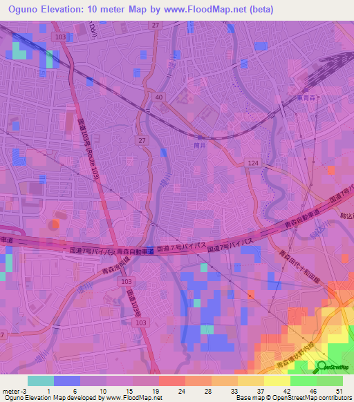 Oguno,Japan Elevation Map