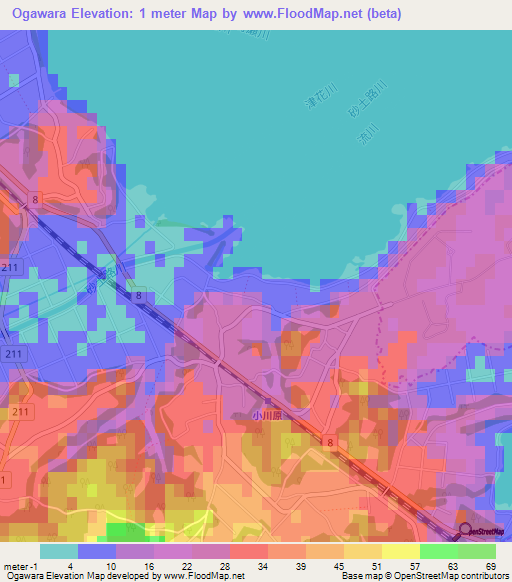 Ogawara,Japan Elevation Map