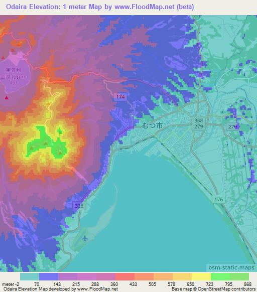 Odaira,Japan Elevation Map