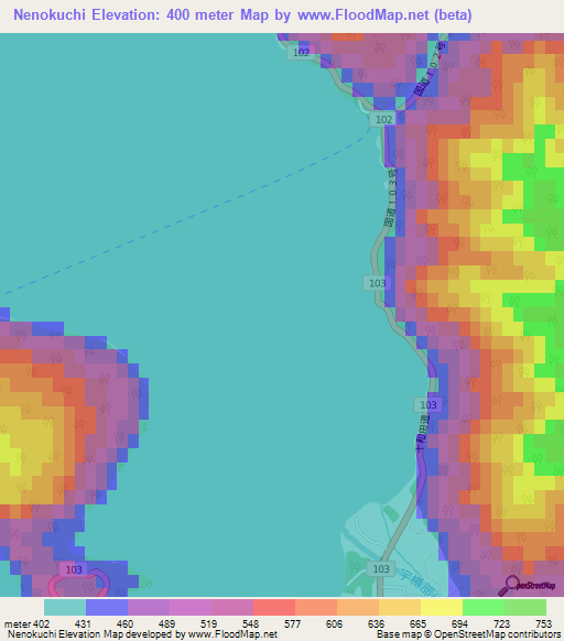 Nenokuchi,Japan Elevation Map