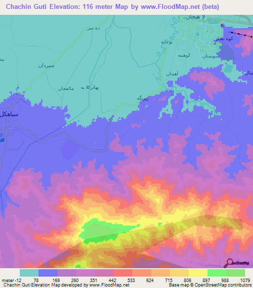 Chachin Guti,Iran Elevation Map