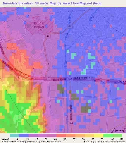 Namidate,Japan Elevation Map