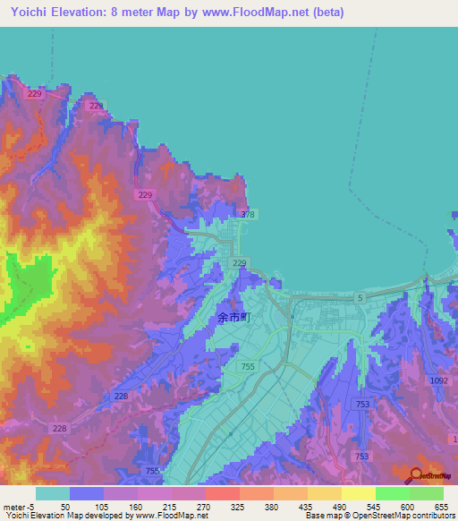 Yoichi,Japan Elevation Map