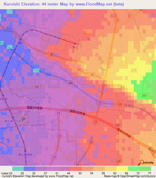 Kuroishi,Japan Elevation Map