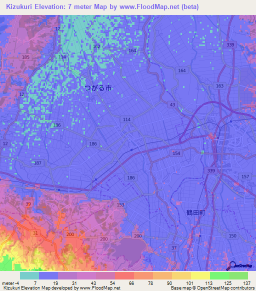 Kizukuri,Japan Elevation Map