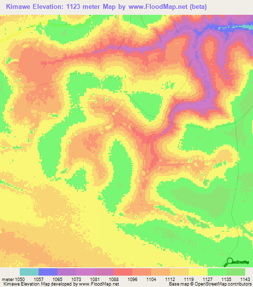 Kimawe,Congo (Kinshasa) Elevation Map