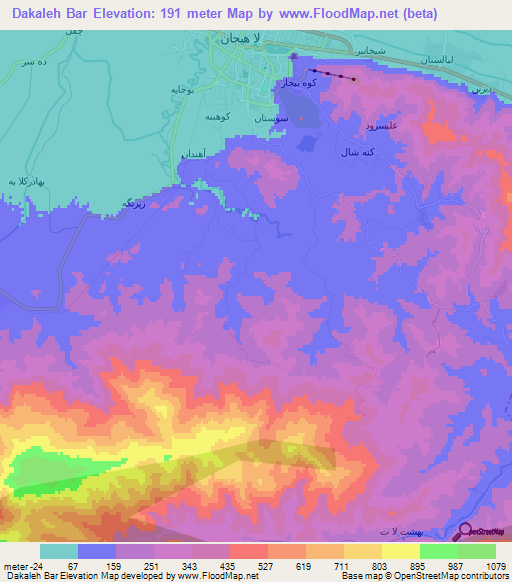 Dakaleh Bar,Iran Elevation Map