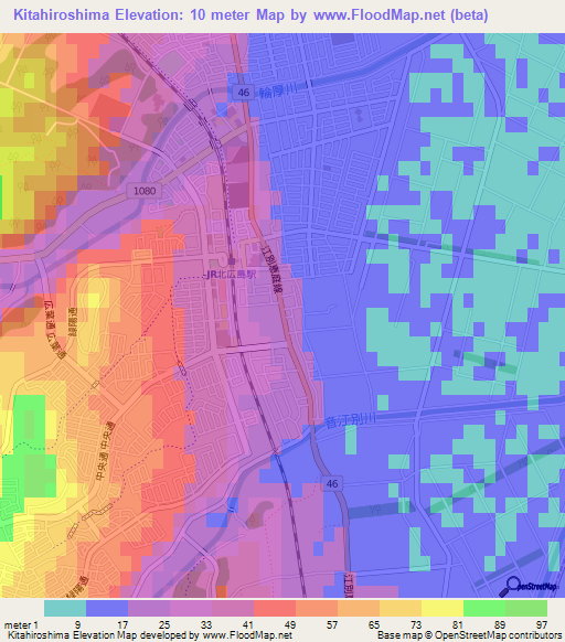 Kitahiroshima,Japan Elevation Map