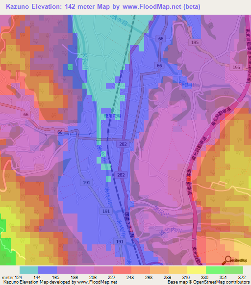 Kazuno,Japan Elevation Map