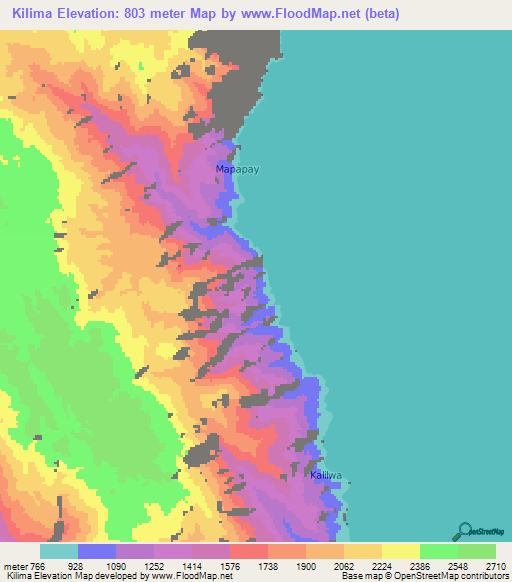 Kilima,Congo (Kinshasa) Elevation Map