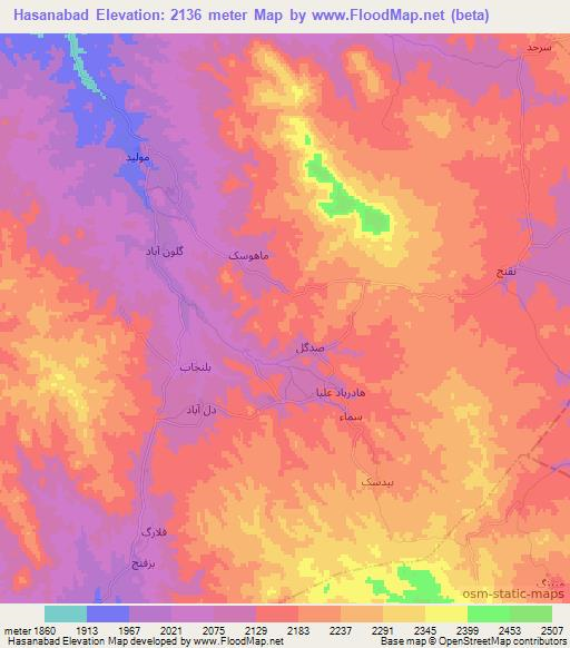 Hasanabad,Iran Elevation Map