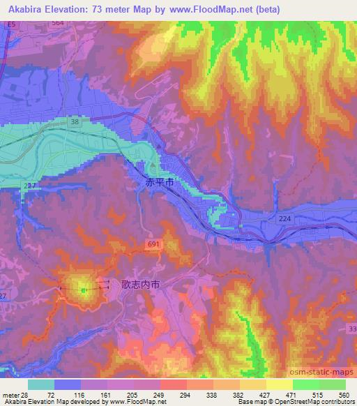 Akabira,Japan Elevation Map