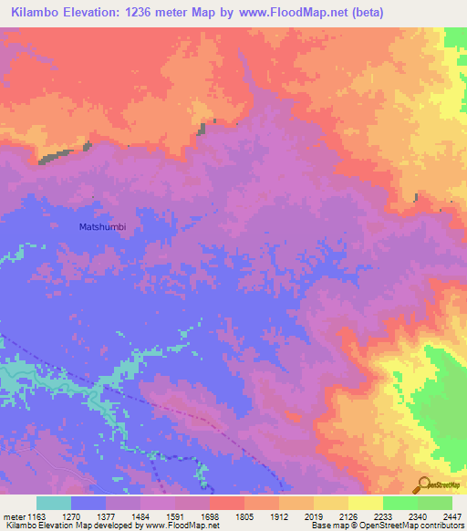 Kilambo,Congo (Kinshasa) Elevation Map