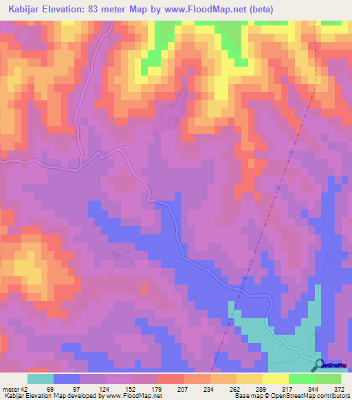 Kabijar,Iran Elevation Map