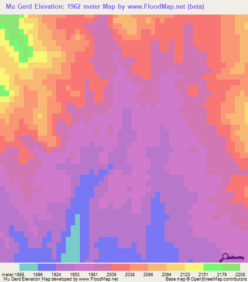 Mu Gerd,Iran Elevation Map