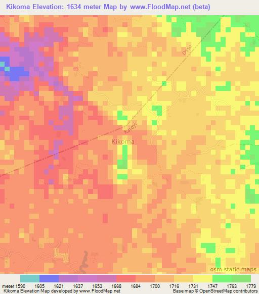 Kikoma,Congo (Kinshasa) Elevation Map