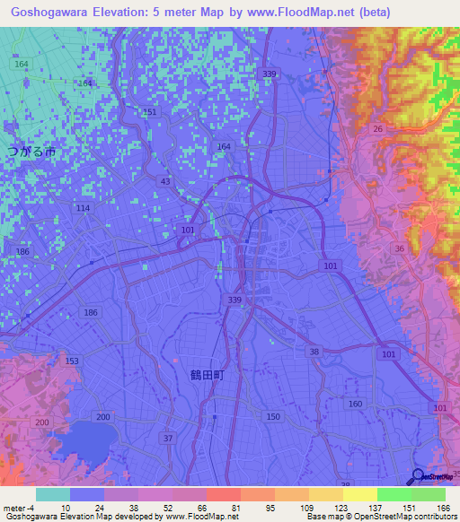 Goshogawara,Japan Elevation Map