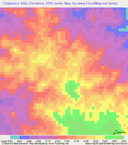 Chakand-e Bala,Iran Elevation Map