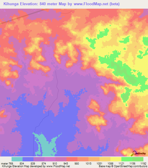 Kihunga,Congo (Kinshasa) Elevation Map