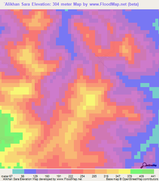 `Alikhan Sara,Iran Elevation Map