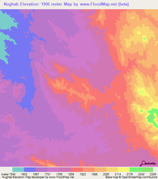Nughab,Iran Elevation Map