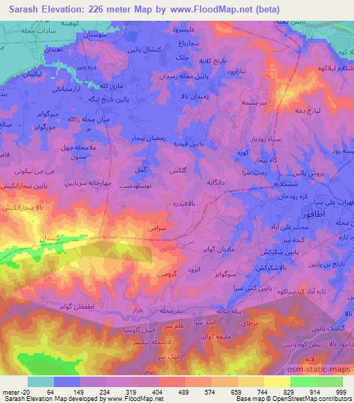 Sarash,Iran Elevation Map