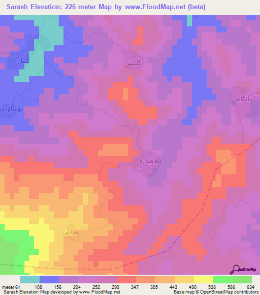 Sarash,Iran Elevation Map