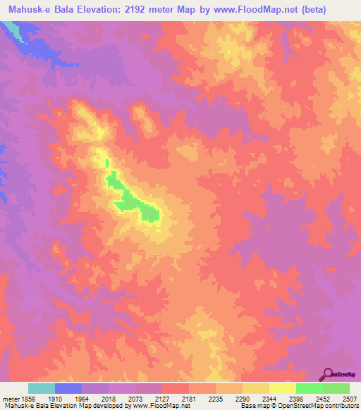 Mahusk-e Bala,Iran Elevation Map