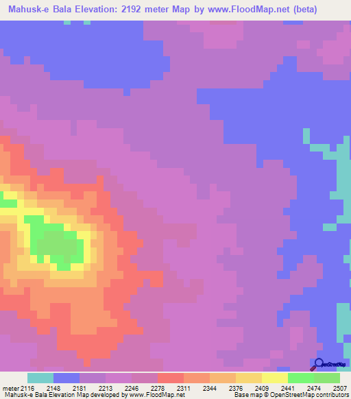 Mahusk-e Bala,Iran Elevation Map