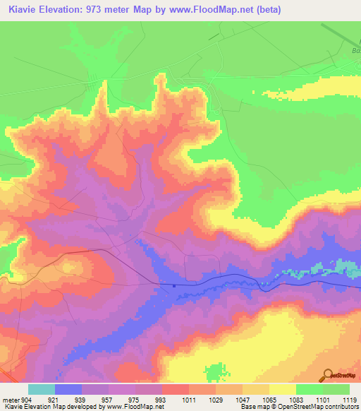Kiavie,Congo (Kinshasa) Elevation Map