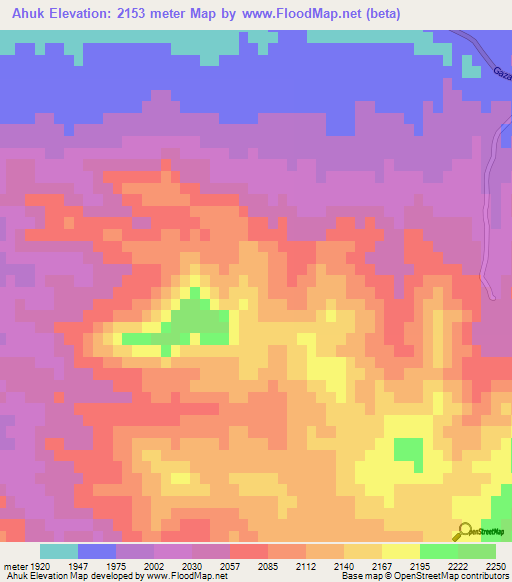 Ahuk,Iran Elevation Map