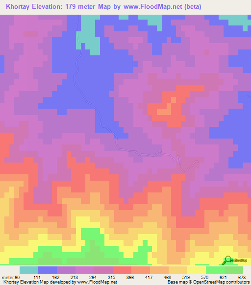 Khortay,Iran Elevation Map