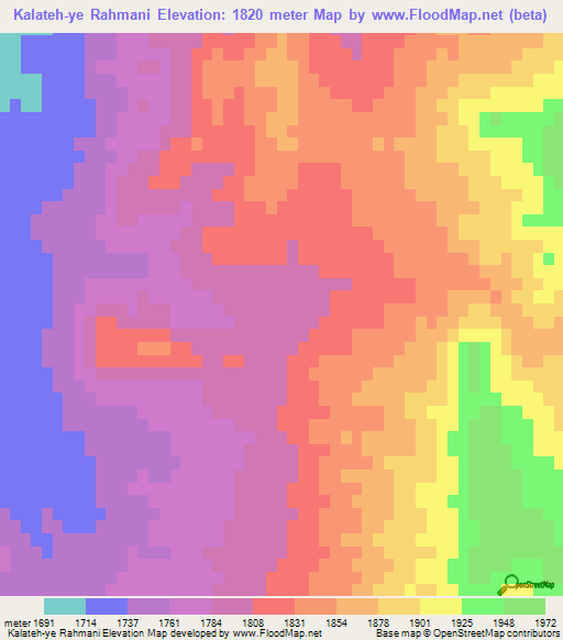 Kalateh-ye Rahmani,Iran Elevation Map