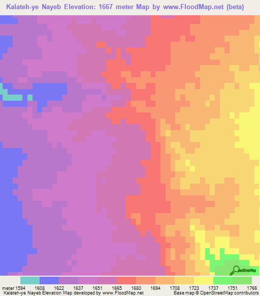 Kalateh-ye Nayeb,Iran Elevation Map