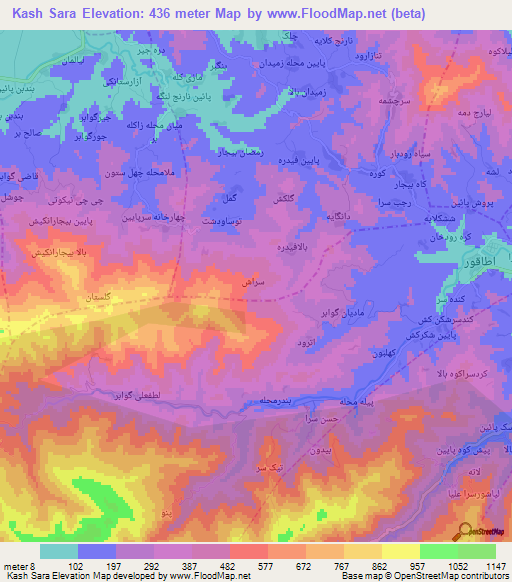Kash Sara,Iran Elevation Map